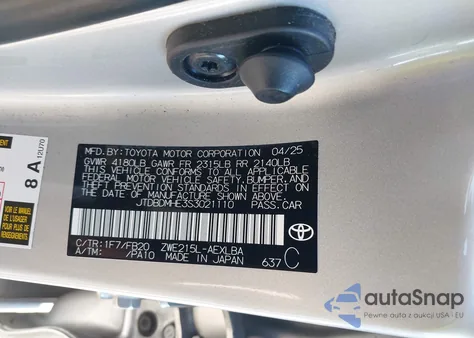 2025 Toyota Corolla Hybrid Le из США, поврежденный, VIN JTDBDMHE3S3021110